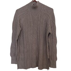 Philosophy Taupe Cable Knit Mock Neck Sweater